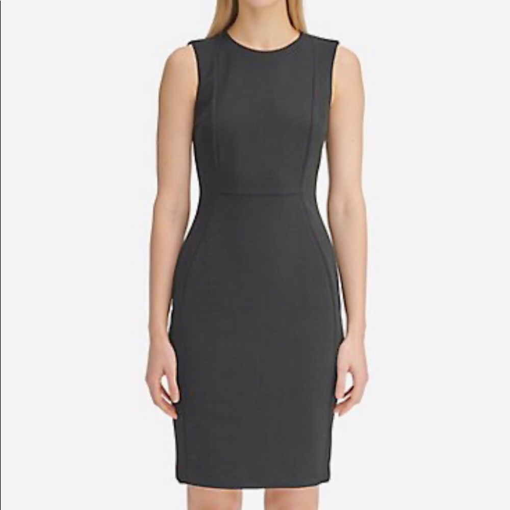 Calvin Klein Solid Black Sheath Dress - image 1